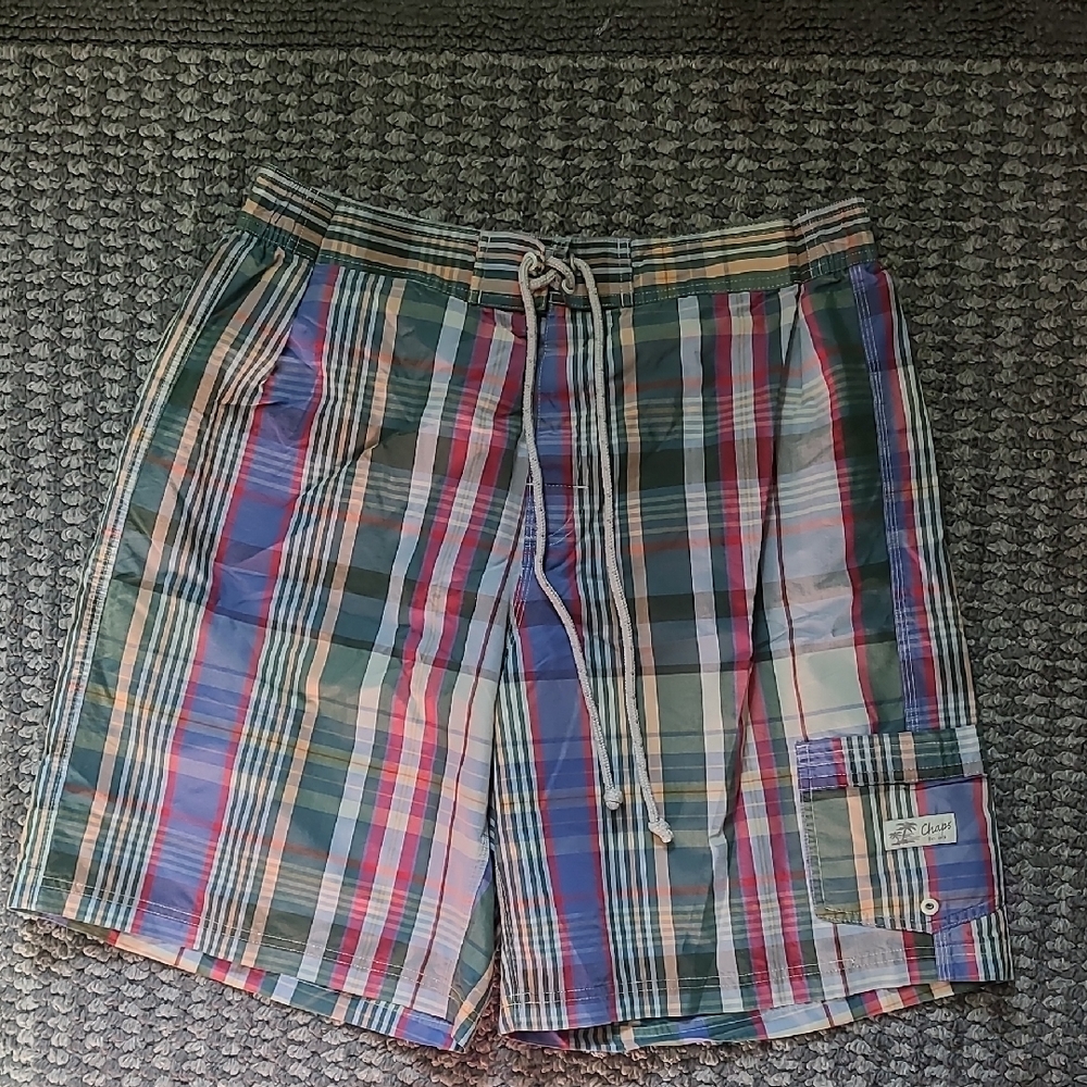 Chaps Colorful Plaid‎ Swim Trunks Mens XL Shorts